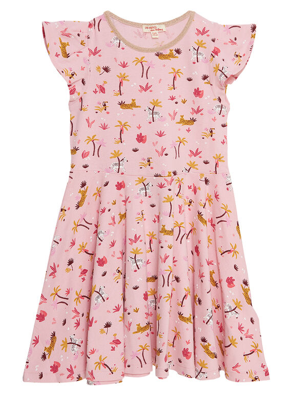 Kurzärmeliges Kleid aus Baumwoll-Pikee mit Pflanzen- und Tierprint JADUROB5 / 20S901O4ROB321