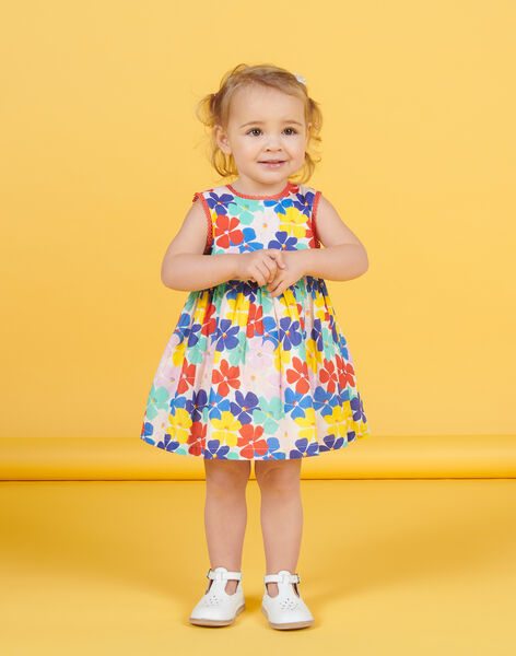 Baby Mädchen ärmelloses Kleid mit buntem Blumendruck NILUROB1 / 22SG09P4ROB001