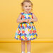 Baby Mädchen ärmelloses Kleid mit buntem Blumendruck