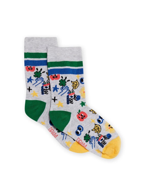 Grau melierte Socken für Kinder Jungen mit Fantasiemotiven NYOLUCHO2 / 22SI02P2SOQJ920