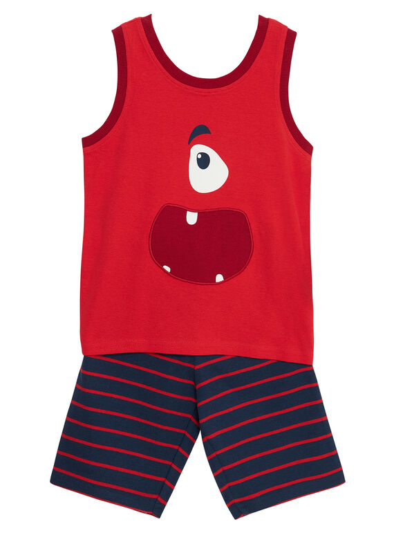 Roter Kinder-Kurzpyjama mit tanktopartigen Armausschnitten für Jungen JEGOPYCMON / 20SH12U7PYJF505