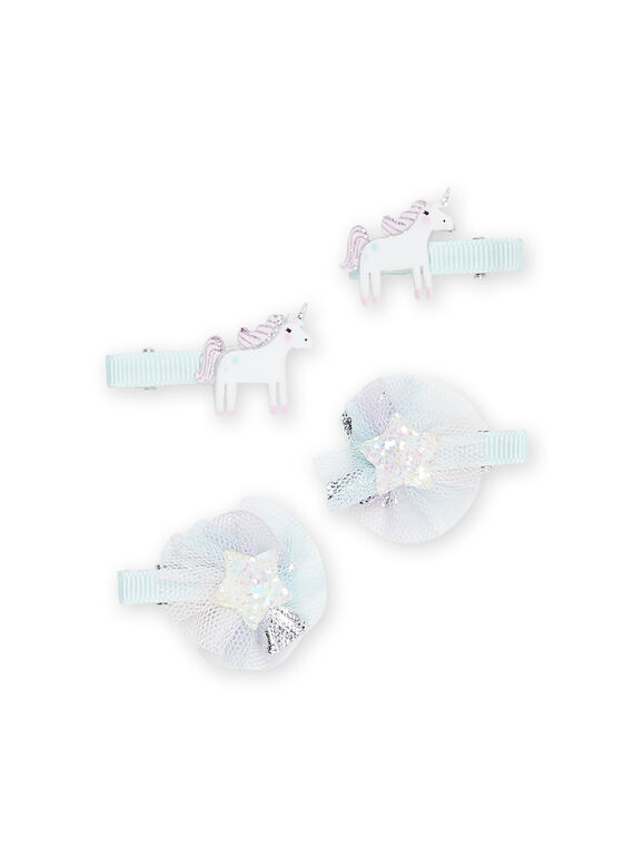 Set aus 4 blau-rosa Haarspangen RYAJOCLIC8 / 23SI01B5BRTK008