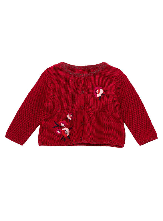 Bestickte Baby-Strickjacke in Krausripp für Mädchen JIVICAR / 20SG09D1CAR330