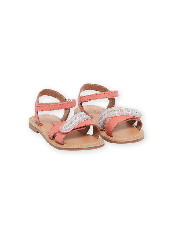 Korallenrote Sandalen aus Leder RASANDVELC / 23KK3568D0E415