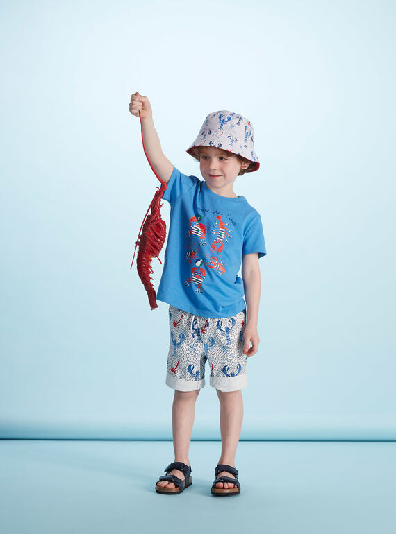 Blaues kurzärmeliges Jungen-T-Shirt mit Krabben JOCEATI3 / 20S902N6TMC201