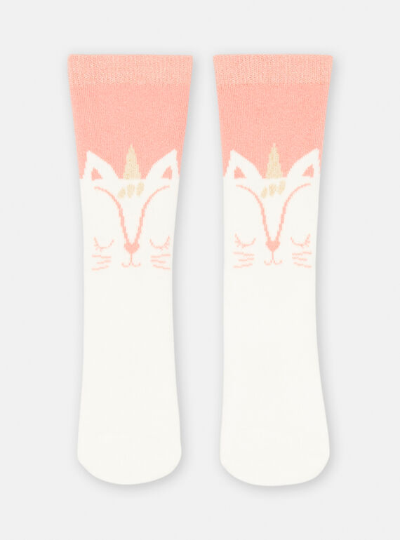 Lachsfarbene und weiße Socken für Mädchen SYADUCHO / 23WI01N1SOQ401