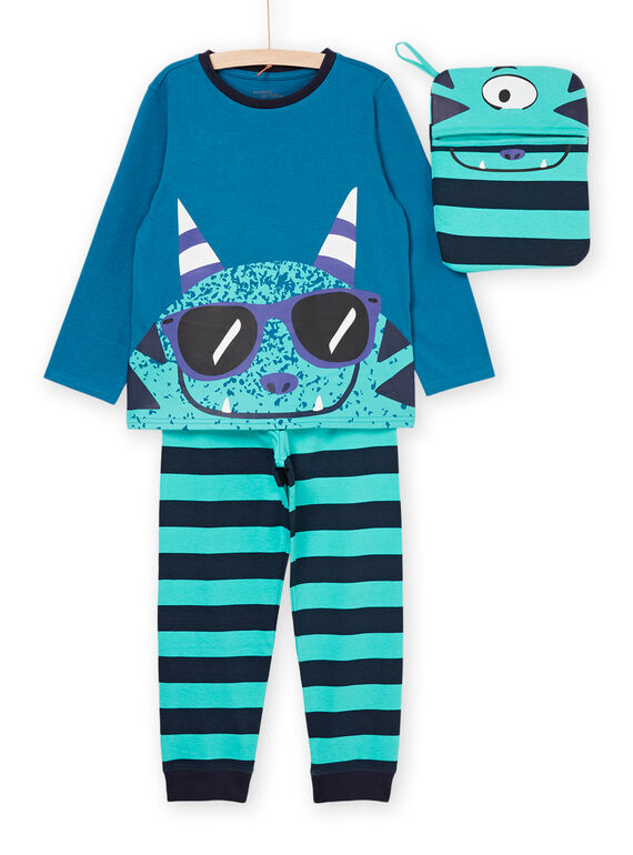 Langer Pyjama mit Monstermotiv 3-teilig PEGOPYJMAN1 / 22WH1261PYG714