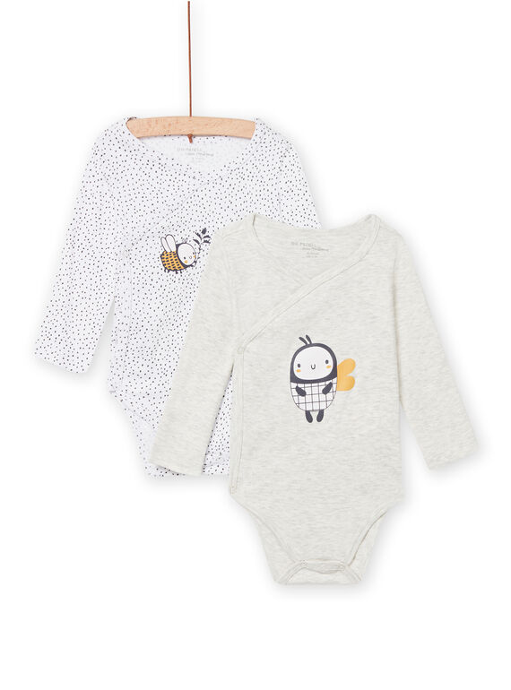 2er-Set weiße Bodys mit Bienenmotiv für Jungen NOU1BOD6 / 22SF0441BDNJ920