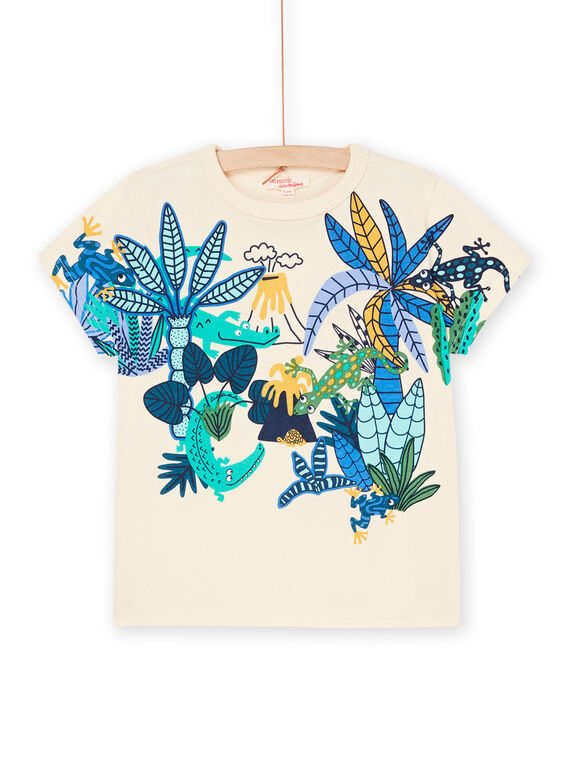 Cremefarbenes T-Shirt mit Dschungelmuster ROBALTI3 / 23S902W1TMCA002