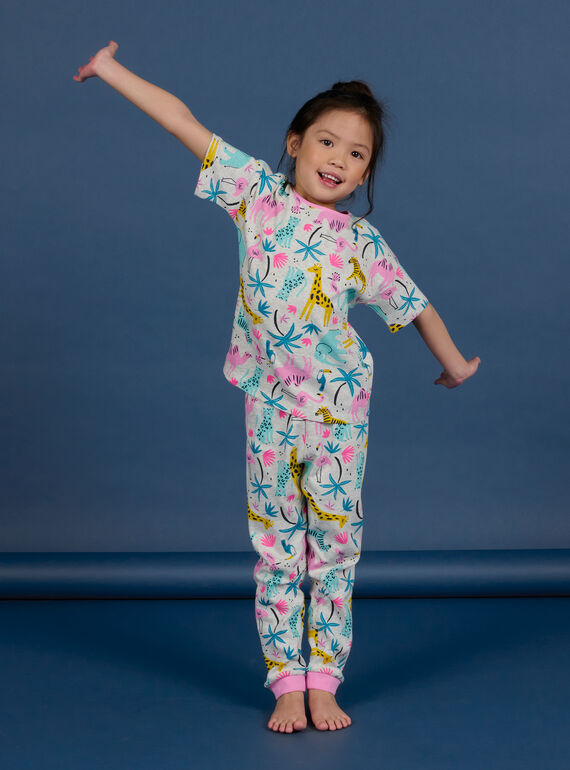 Kind Mädchen ecrufarbenes Pyjama-Set NEFAPYJSAF / 22SH11H3PYJ006