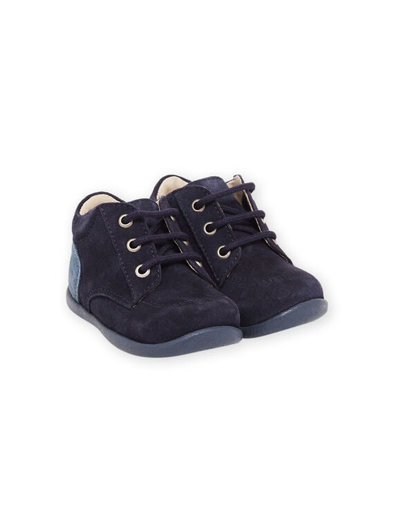 Zweifarbige Stiefeletten aus blauem Spaltleder PUBOTIBICO / 22XK3875D0F070
