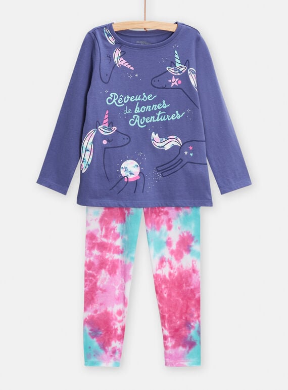 Einhorn-Pyjama mit Phosphor für Mädchen TEFAPYJREV / 24SH1147PYJC202