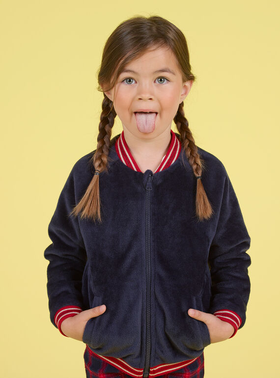 Blaue Wende-Teddy-Strickjacke für Mädchen MAMIXCAR2 / 21W901J1CARC205