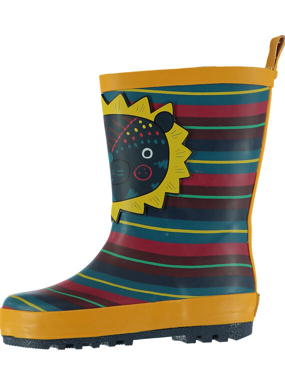 Regenstiefel mit mehrfarbigen Streifen und Löwe Baby Junge GBGBPRAY / 19WK38G2D0C010