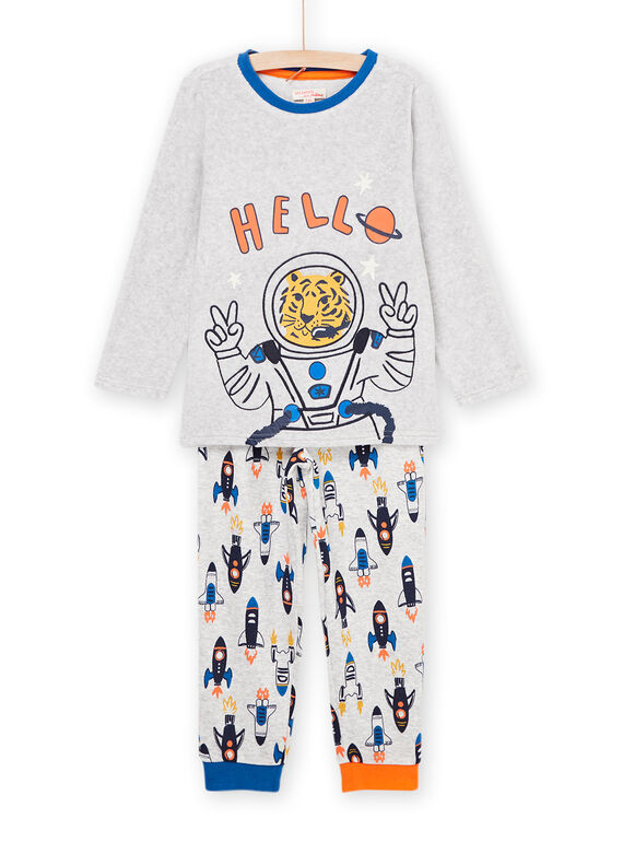 Samtpyjama T-Shirt und Hose mit Raketenmotiv PEGOPYJSPA / 22WH1238PYJJ922