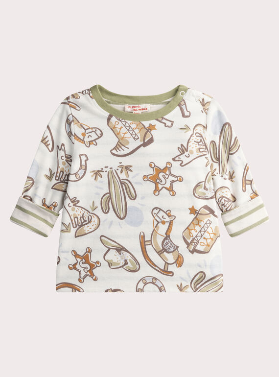 Wendbares T-Shirt in Naturweiß mit Motiv für Baby-Jungen WULANTEE1 / 25SG1044TML001