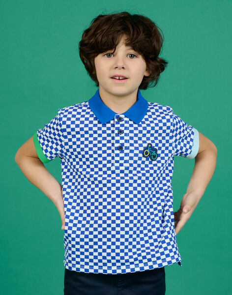 Blau kariertes Poloshirt Kind Junge NOGAPOL / 22S902O1POL000