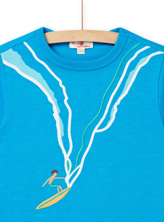 Blaues Kurzarm-T-Shirt mit Surfer-Muster für Kind Junge NOWATI2 / 22S902V6TMCC221