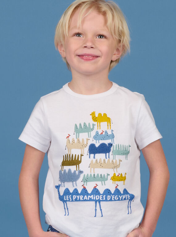 Weißes Kamel-T-Shirt für Kinder Jungen NOSANTI1 / 22S902S1TMC000