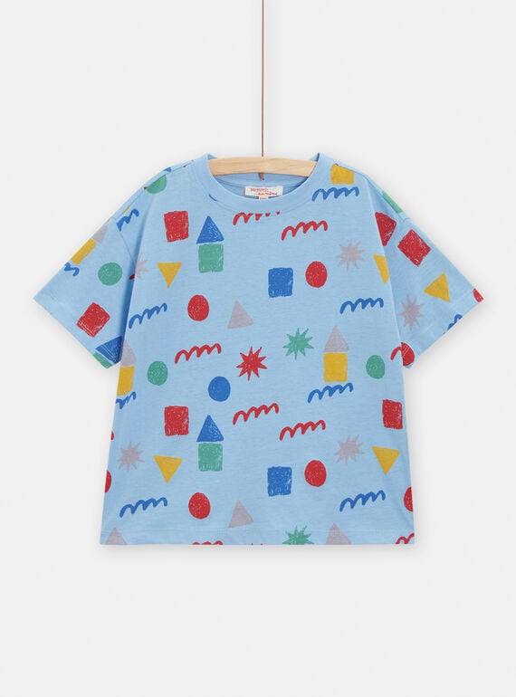 Blaues Jungen-T-Shirt mit geometrischem Print TOCLUTI4 / 24S902O2TMCC227