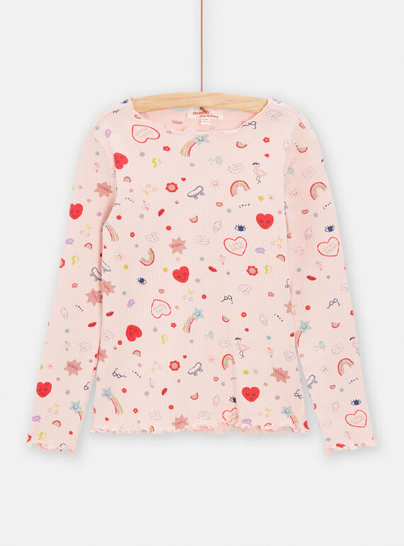 Rosa T-Shirt mit Fantasie-Druck für Mädchen TAJOTEE2 / 24S901B3TMLD319