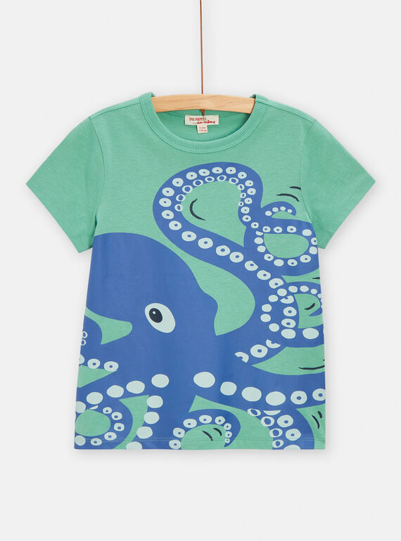 T-Shirt mit Krakenmotiv für Jungen in Grün TOJOTI6 / 24S902D4TMC630