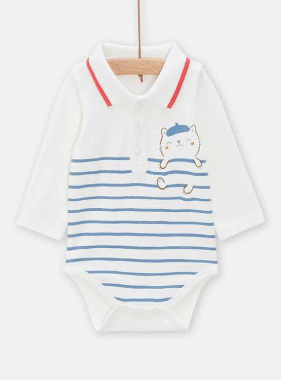 Body in Off-White mit Streifendruck für Baby-Jungen TOU1BOD2 / 24SF04H1BODA001