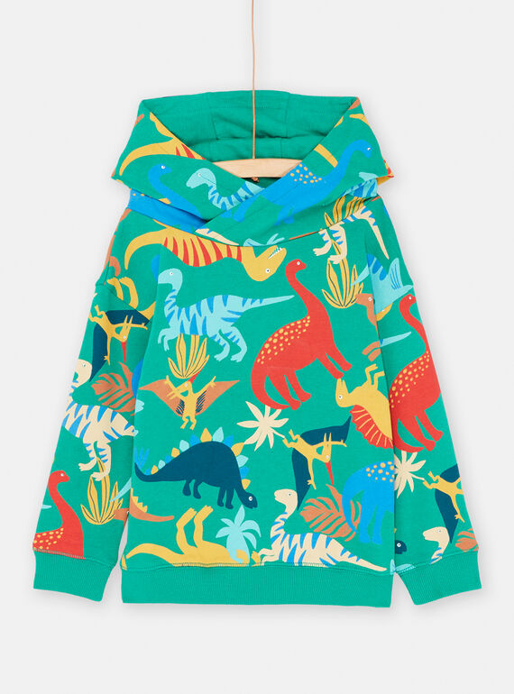 Grüner Kapuzen-Sweatshirt mit Dinosaurier-Print für Jungen SOVERSWE / 23W902J1SWE600