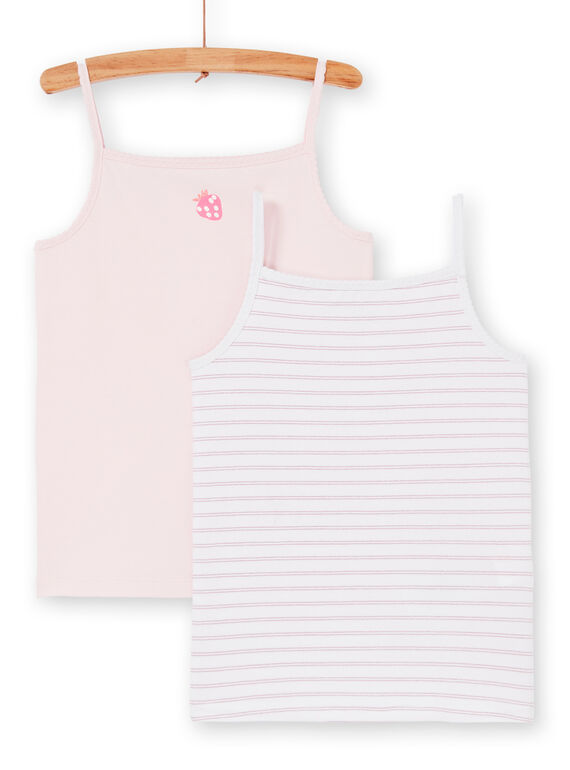 Satz von 2 rosa und weißen Tank Tops für Kinder Mädchen LEFADELFRU / 21SH1122HLI301
