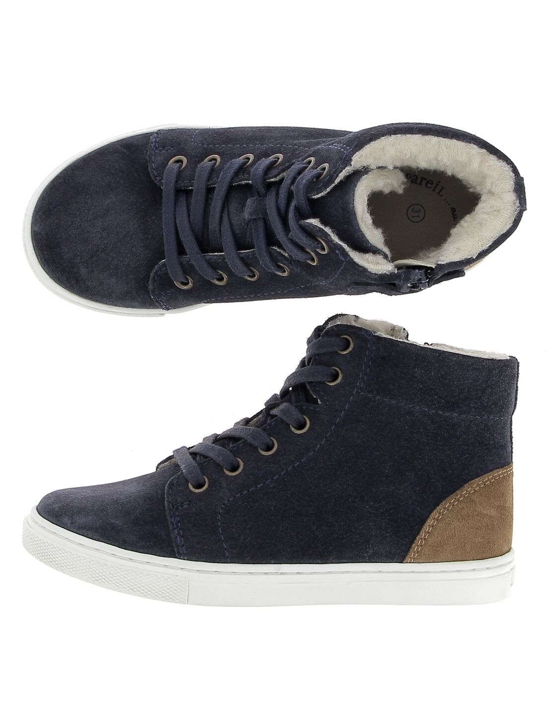 Boys fur lined leather trainers