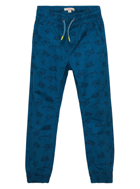 Dunkeltürkise Hose für Jungen, an den Knöcheln verengt, mit Aufdruck JOBOPAN / 20S902H1PANC219