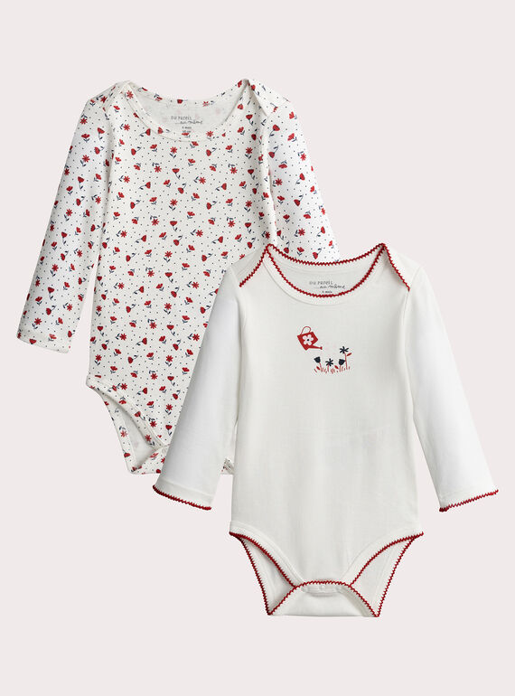 Set aus 2 Bodys mit langen Ärmeln mit kleinem Blumendruck für Baby Mädchen  VEFIBODFLE / 24WH1382BDL001