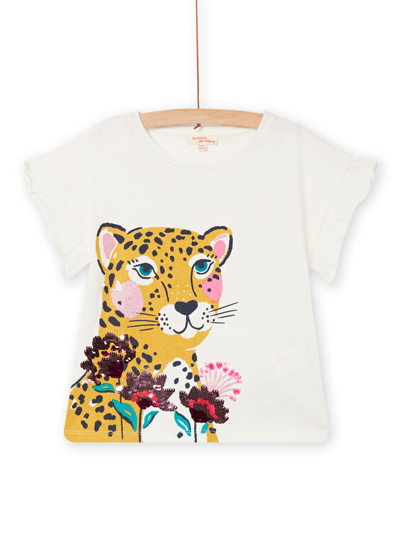 Kind Mädchen ecru Wende-T-Shirt mit Pailletten NAGATI1 / 22S901O2TMC001
