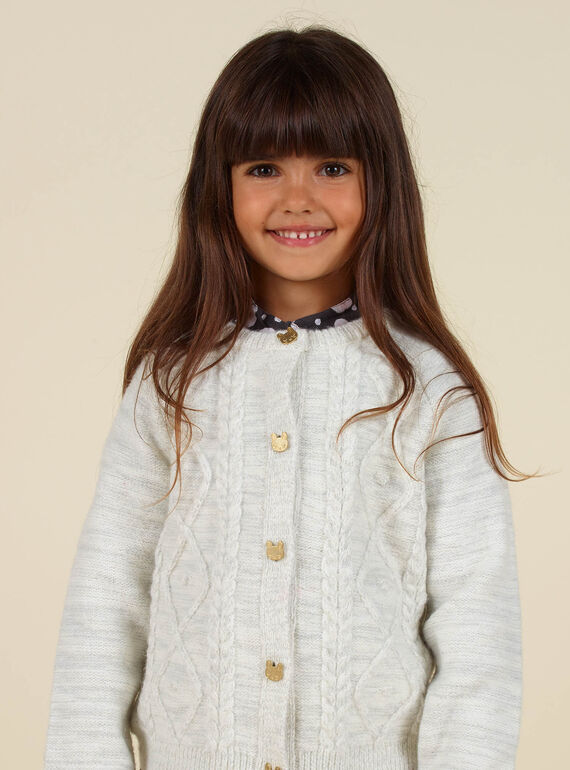 Pailletten-Strickjacke für Mädchen in Ecru : online kaufen - Pullover,  Sweatshirt, Weste | DPAM