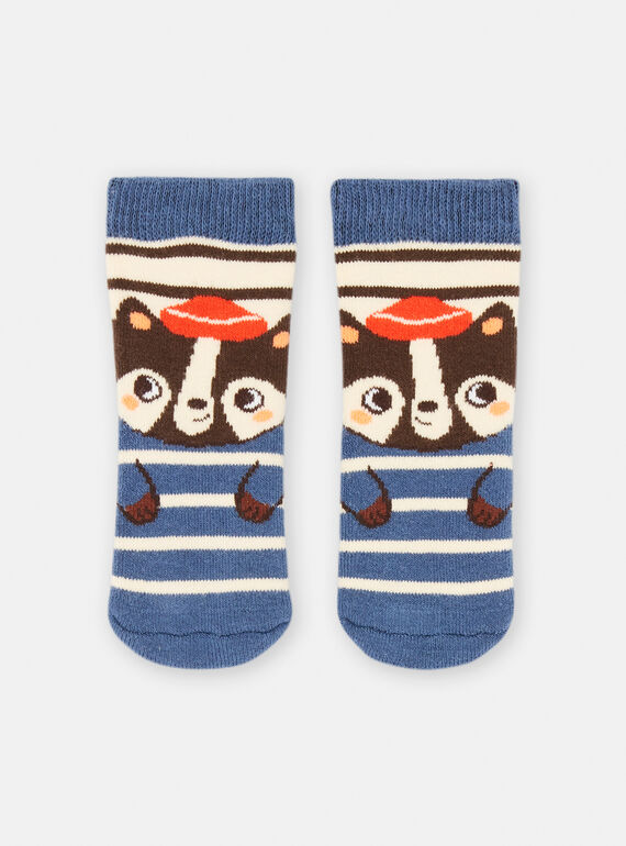 Blau, braun und ecru Socken mit Streifenmuster für Baby-Jungen SYULOCHO2 / 23WI10N1SOQ802