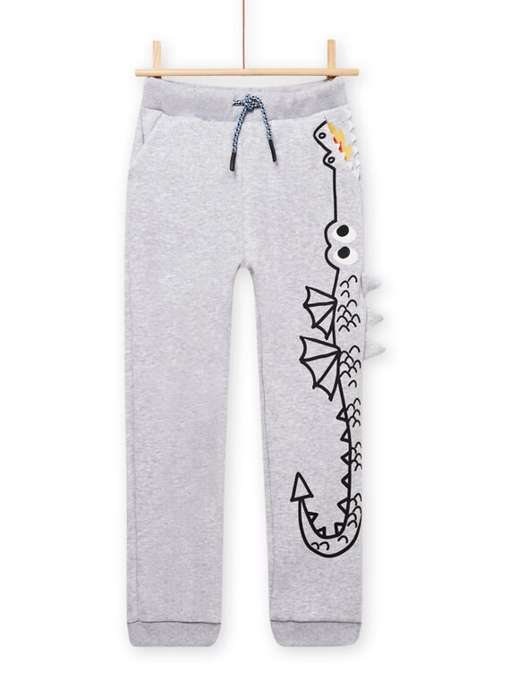 Grau melierter Jogginganzug mit Drachenmotiv für Kind Junge MOPLAJOG / 21W902O1JGBJ922