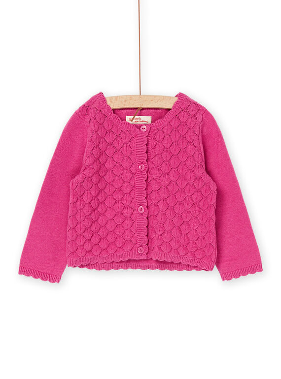 Grenadinefarbene Strickjacke mit Fantasiemuster RIJUNCAR / 23SG09U1CARF507