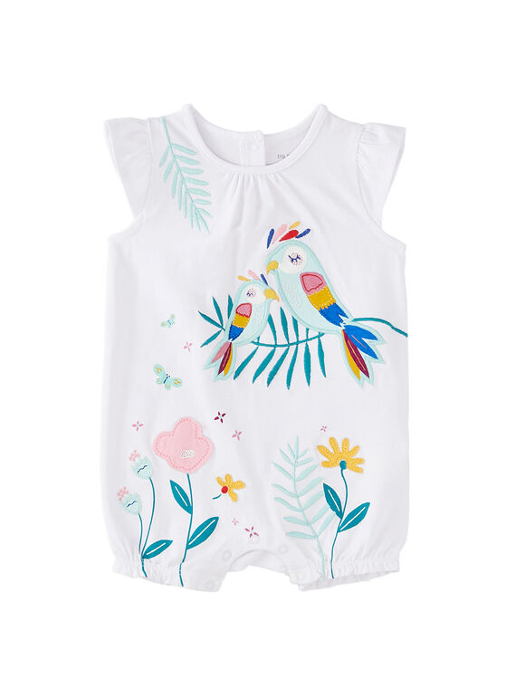 Weißer kurzer Babystrampler für Mädchen, mit Kragen JEFIGREMAM / 20SH13U5GRE000