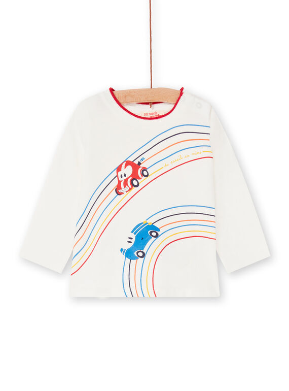 T-shirt ecru und rot baby junge LUHATEE1 / 21SG10X2TML001