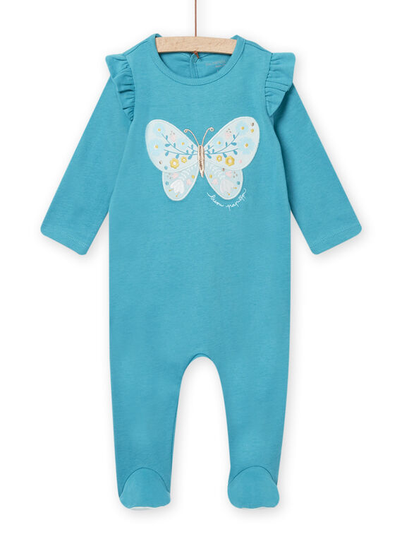 Türkisfarbener Strampler mit Schmetterlingsmuster Baby Mädchen NEFIGREPAP / 22SH13G6GREC216