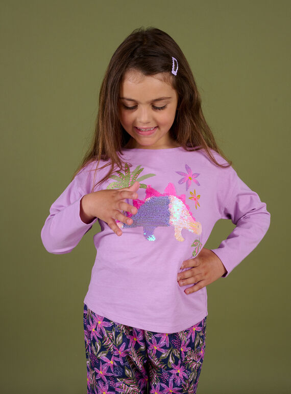 Langarmshirt mit animierten Dinosauriern aus magischen Pailletten in lila PAKATI2 / 22W901L1TML326