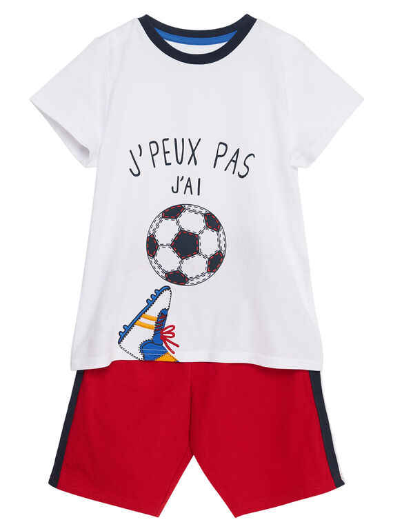 Weißer und roter Kinder-Kurzpyjama für Jungen JEGOPYCFOOT / 20SH12U9PYJ000