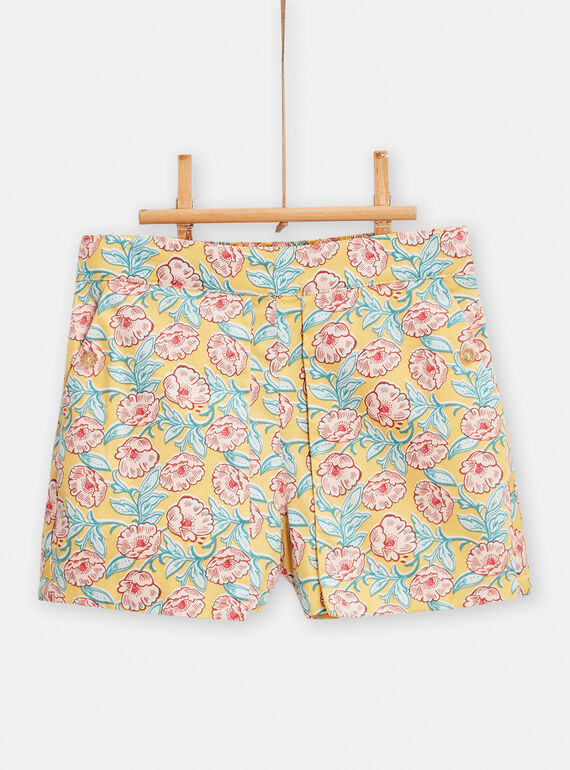 Gelbe Shorts mit Blumenprint für Mädchen TAJASHORT / 24S90111SHO104