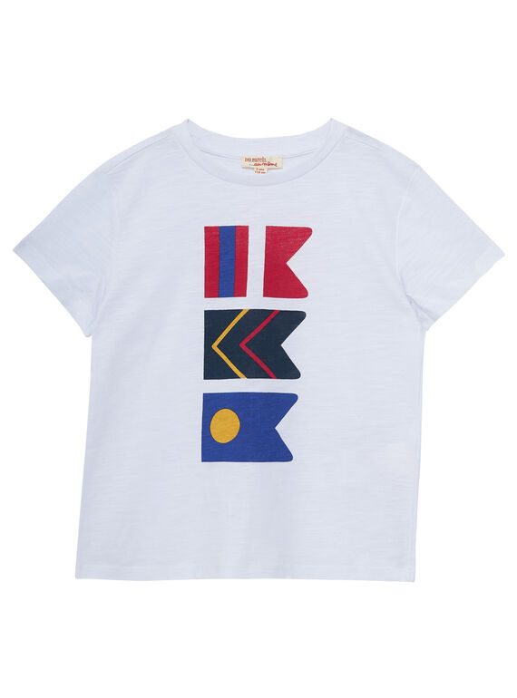 Weißes T-Shirt mit Flaggenaufdruck für Jungen JOWETI2 / 20S90292TMC000