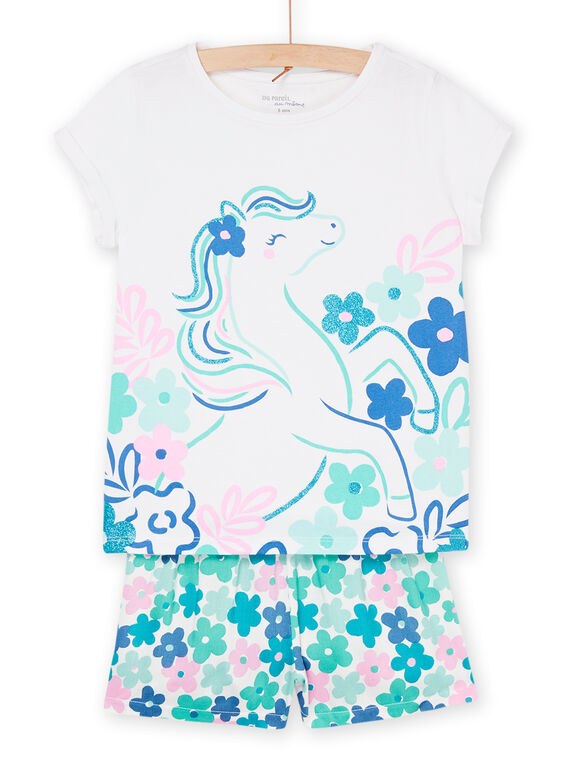 Weißer Pyjama mit Pferdemotiv und Blumenmuster REFAPYJORS / 23SH11H4PYJ000