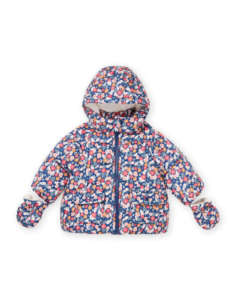 Bedruckte Daunenjacke mit Kapuze und Fäustlingen PIFLODOU / 22WG09F1D3EC220