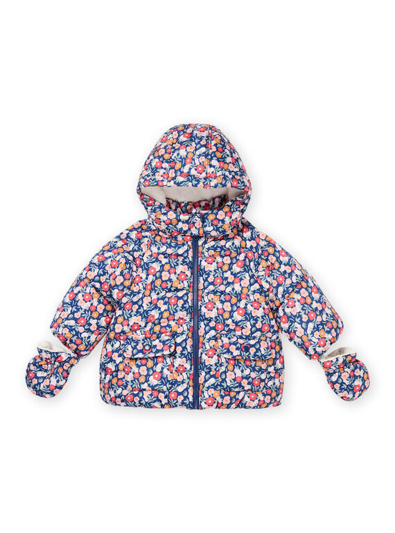 Bedruckte Daunenjacke mit Kapuze und Fäustlingen PIFLODOU / 22WG09F1D3EC220