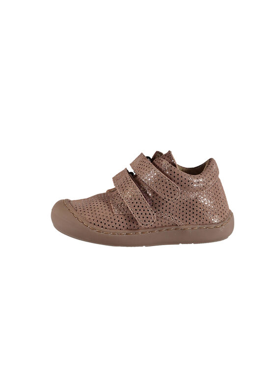 Biegsamer Stiefeletten aus Fantasieleder mit Goldfäden für Babys Mädchen GBFBOTIFLED / 19WK37I7D0F030