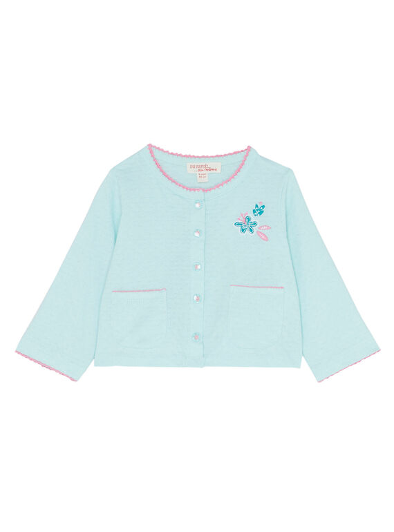 Gletscherblaue Baby-Strickjacke für Mädchen JIQUACAR / 20SG09R1CAR219