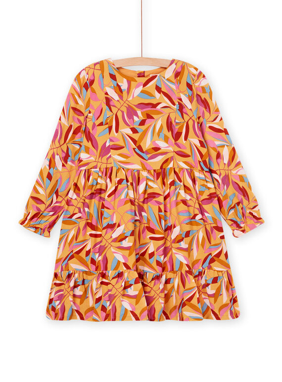 Fließendes Kleid mit Rüschen und mehrfarbigem Blattdruck PAMOROB1 / 22W901N1ROBB107